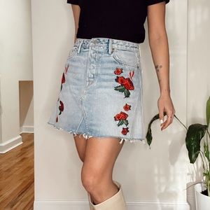 GRLFRND Embroidered Denim Skirt